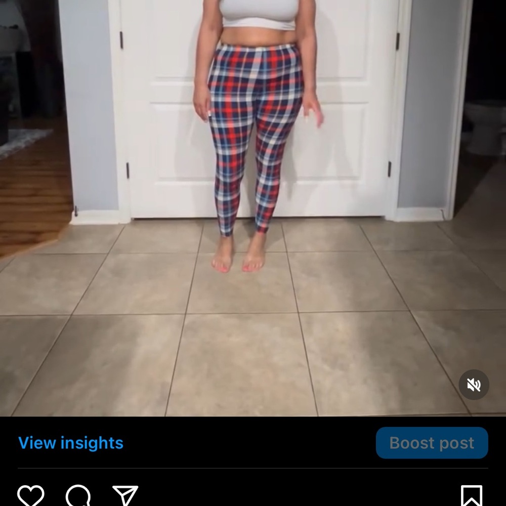 Leggings Depot Red and Blue Plaid Leggings
